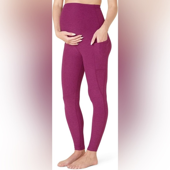 New Beyond Yoga Spacedye Love The Bump Maternity Pocket Midi Legging Magenta NWT - Picture 14 of 15